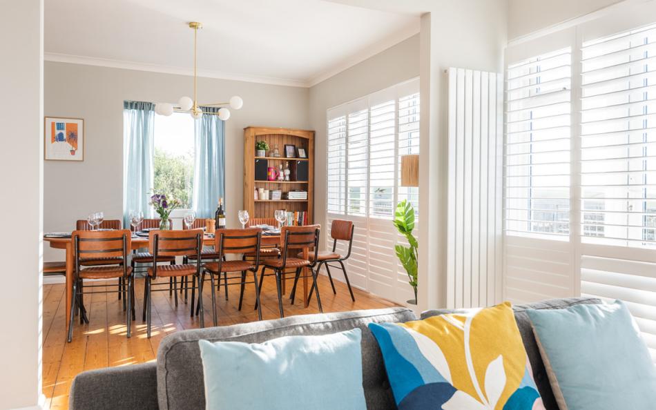 The dining area from the lounge at Blue Shores
