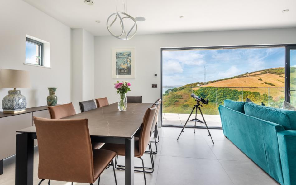 Dining with sea views at 48 Trerieve 
