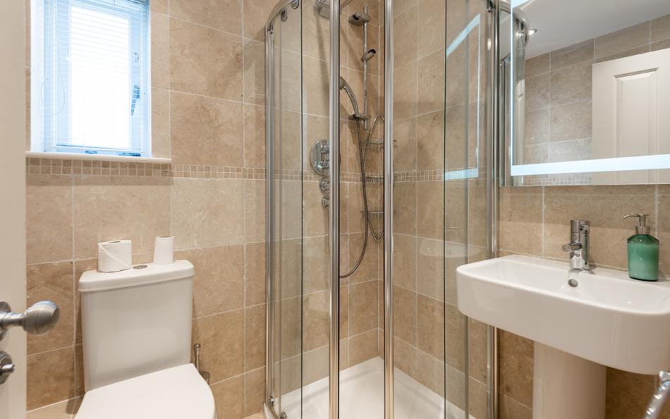 Living area shower room at Burnt House