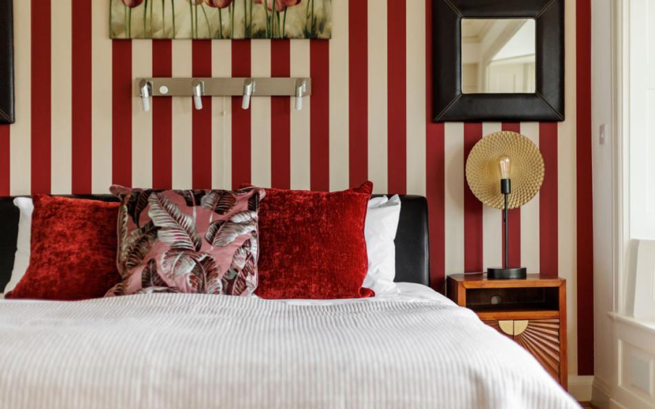 view of the bed