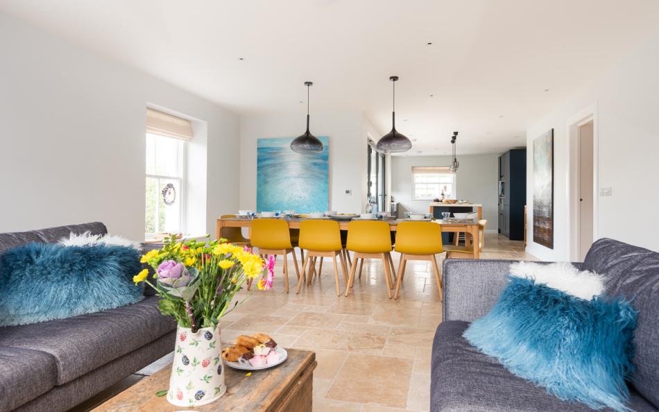 The open plan lounge and kitchen diner. 