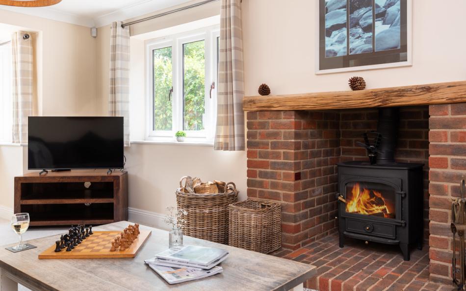 Fireplace at Gorselands Cottage