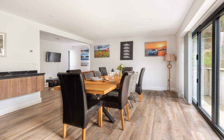 dining table by the window at Bayview in Paignton