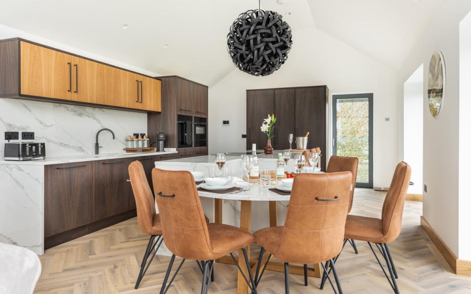 Round dining table at Howldrevel 