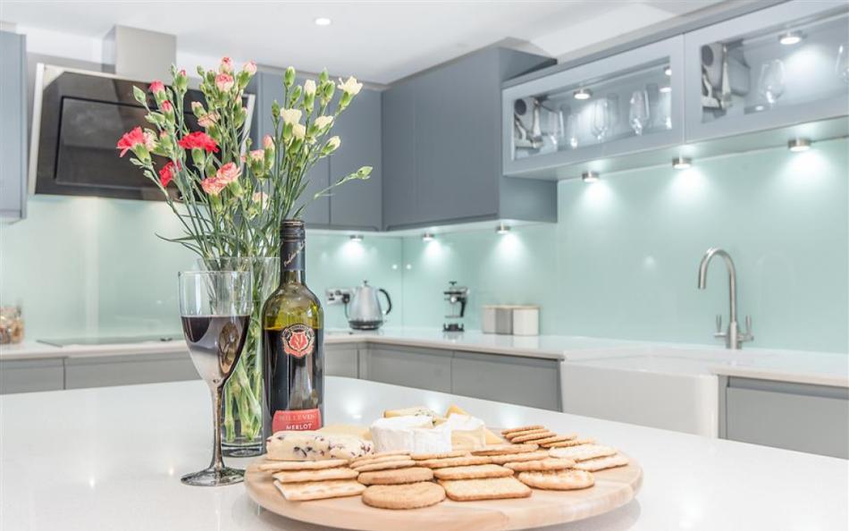 Wine, cheese and biscuits greet you on arrival at Berry's Barn 