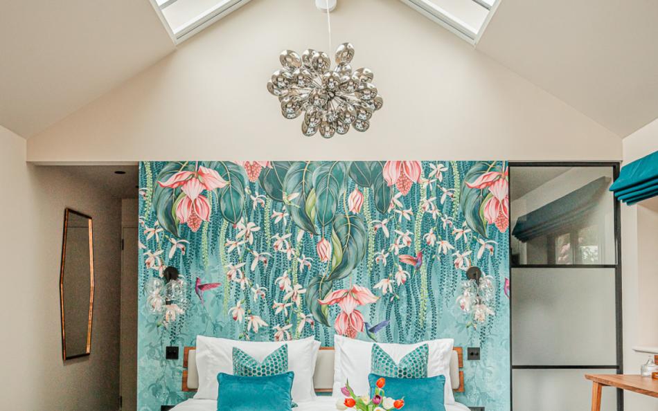 blue bedroom at Fiddlesticks Cottage