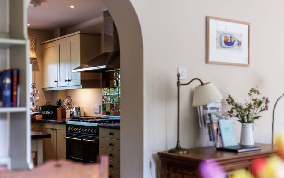 dining area to kitchen at Old Farm Cottage
