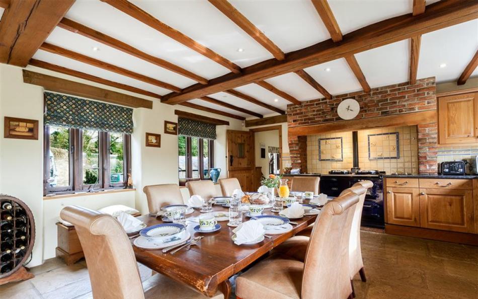 A closer look at the dining area in the kitchen at Auton Court