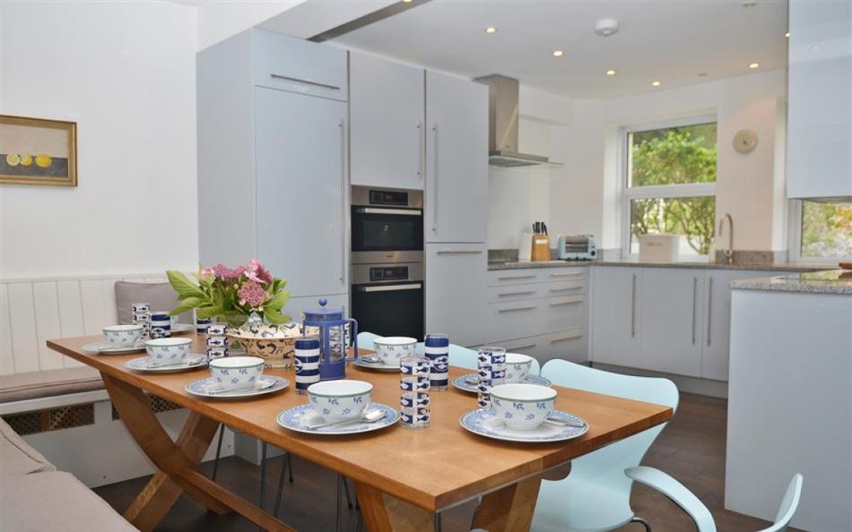 kitchen and large table seats 12 at South Riding in Thurlestone