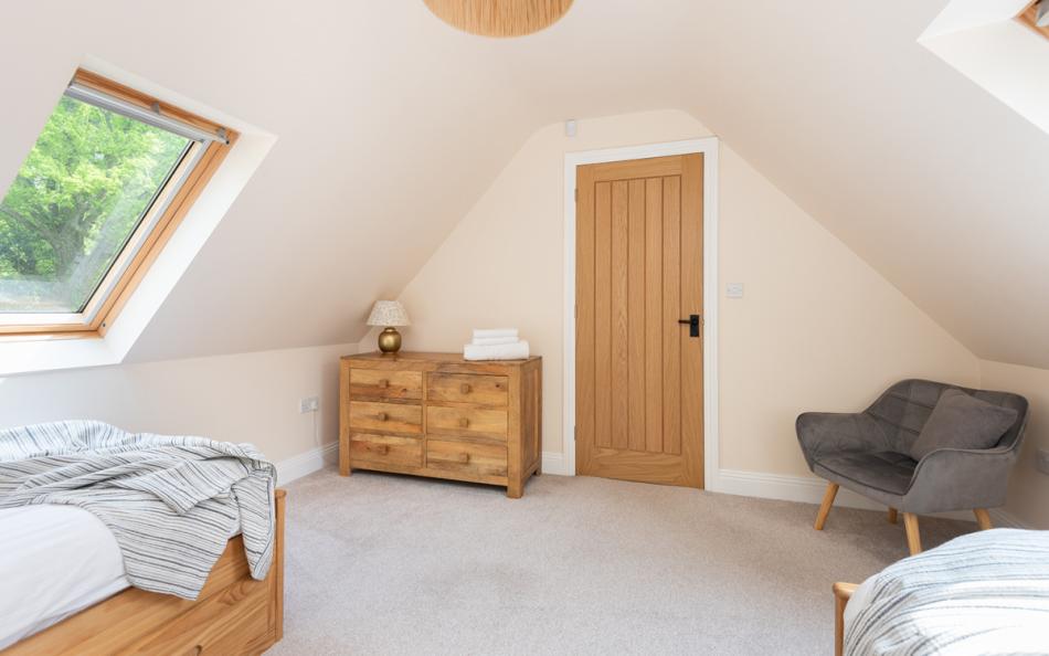 Twin bedroom at Gorselands Cottage