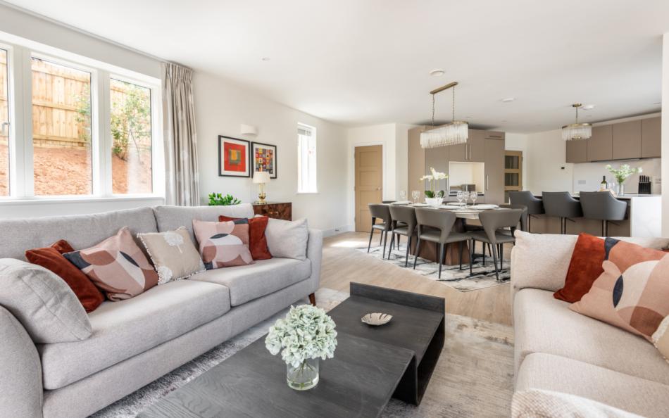 The open plan kitchen dining living space in Larkrise-the 4 bedroom property