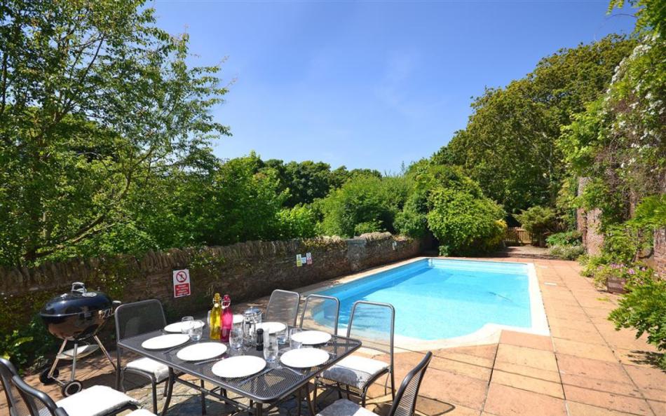 The solar heated swimming pool at Coombe Park