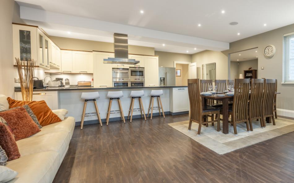 Lovely large modern kitchen perfect for socialising at Grasmere Beach House